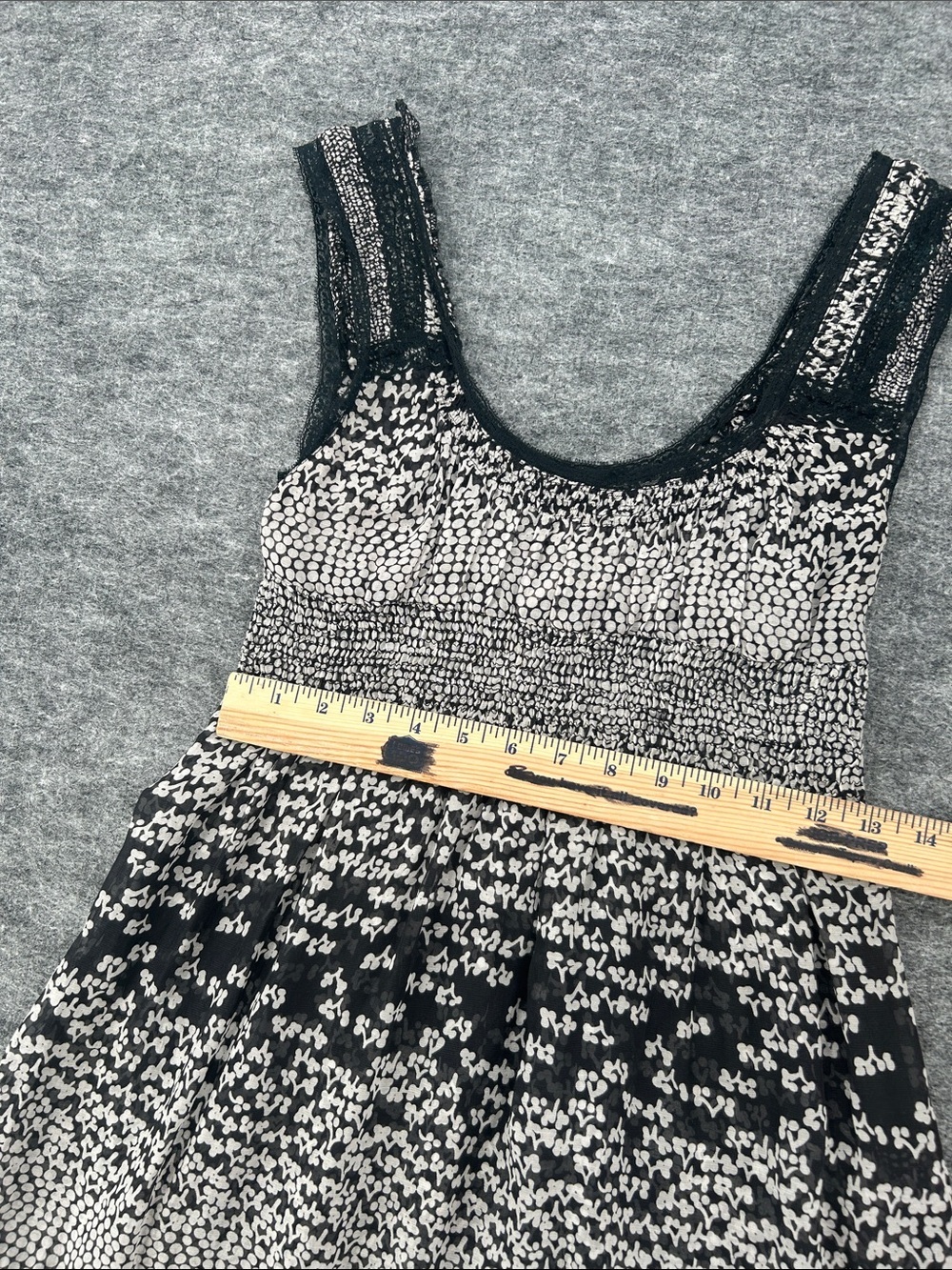 Free People Black and White Patterned Sleeveless Dress with Pink Stripe Hem Sz 6 - Picture 3 of 7